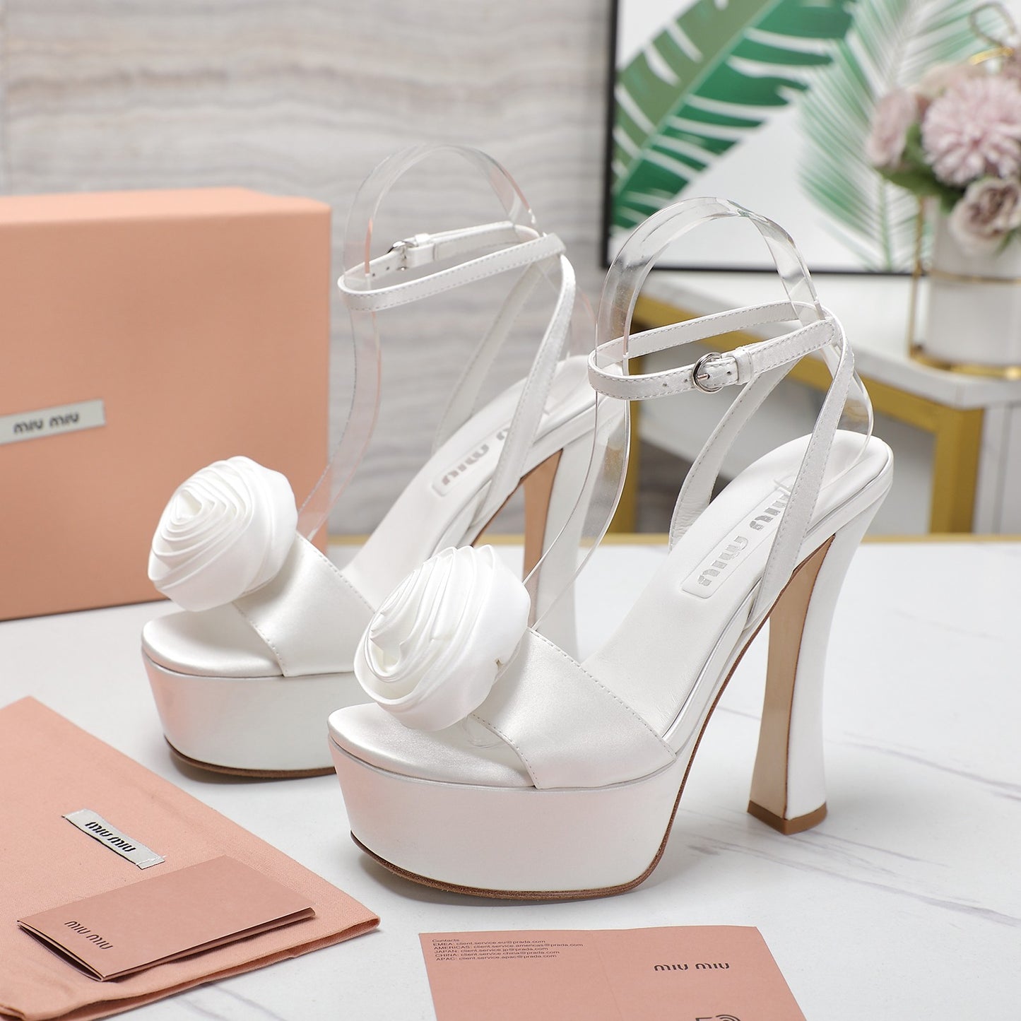 Satin Rosette Platform Heels - 3 Colours