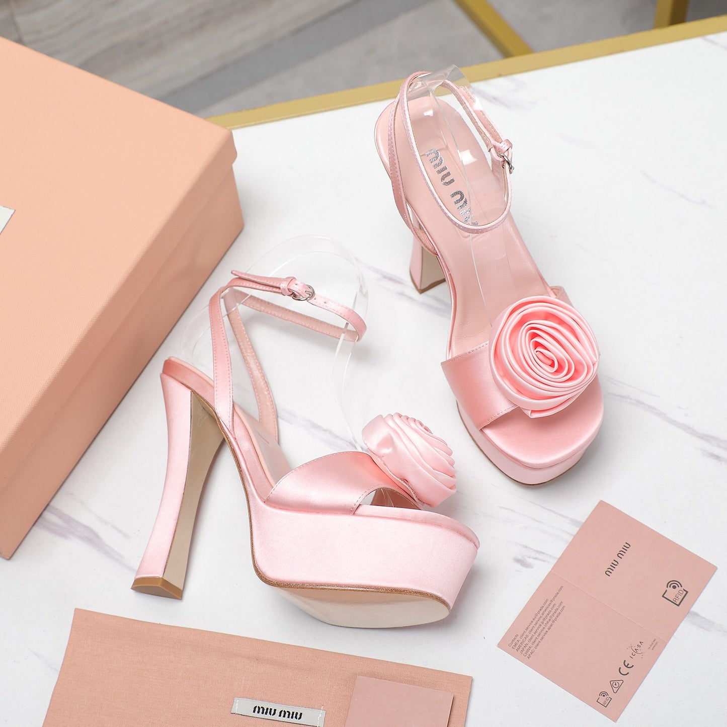 Satin Rosette Platform Heels - 3 Colours