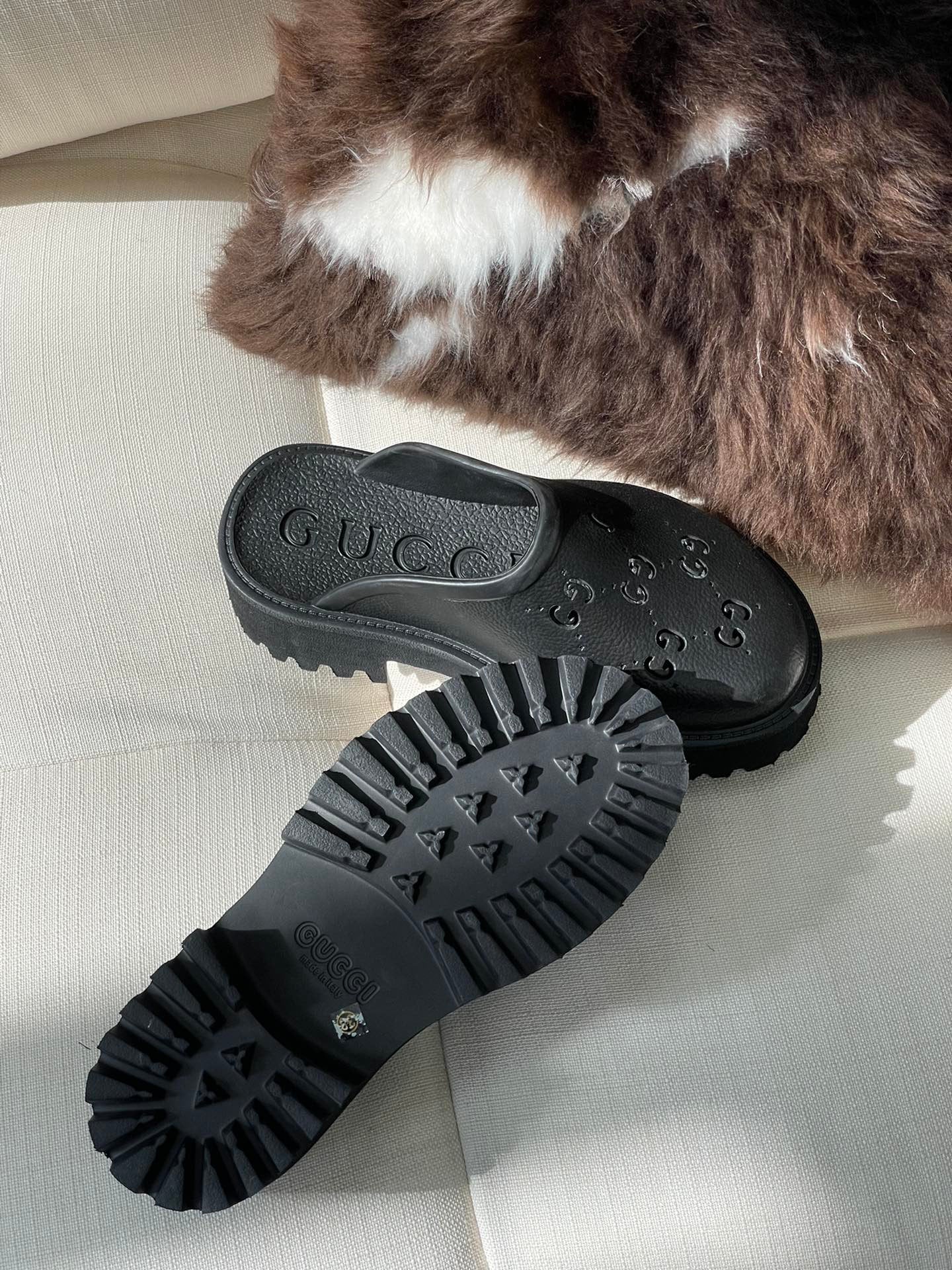 GG Perforated Platform Mules - 3 Colours - Neutral