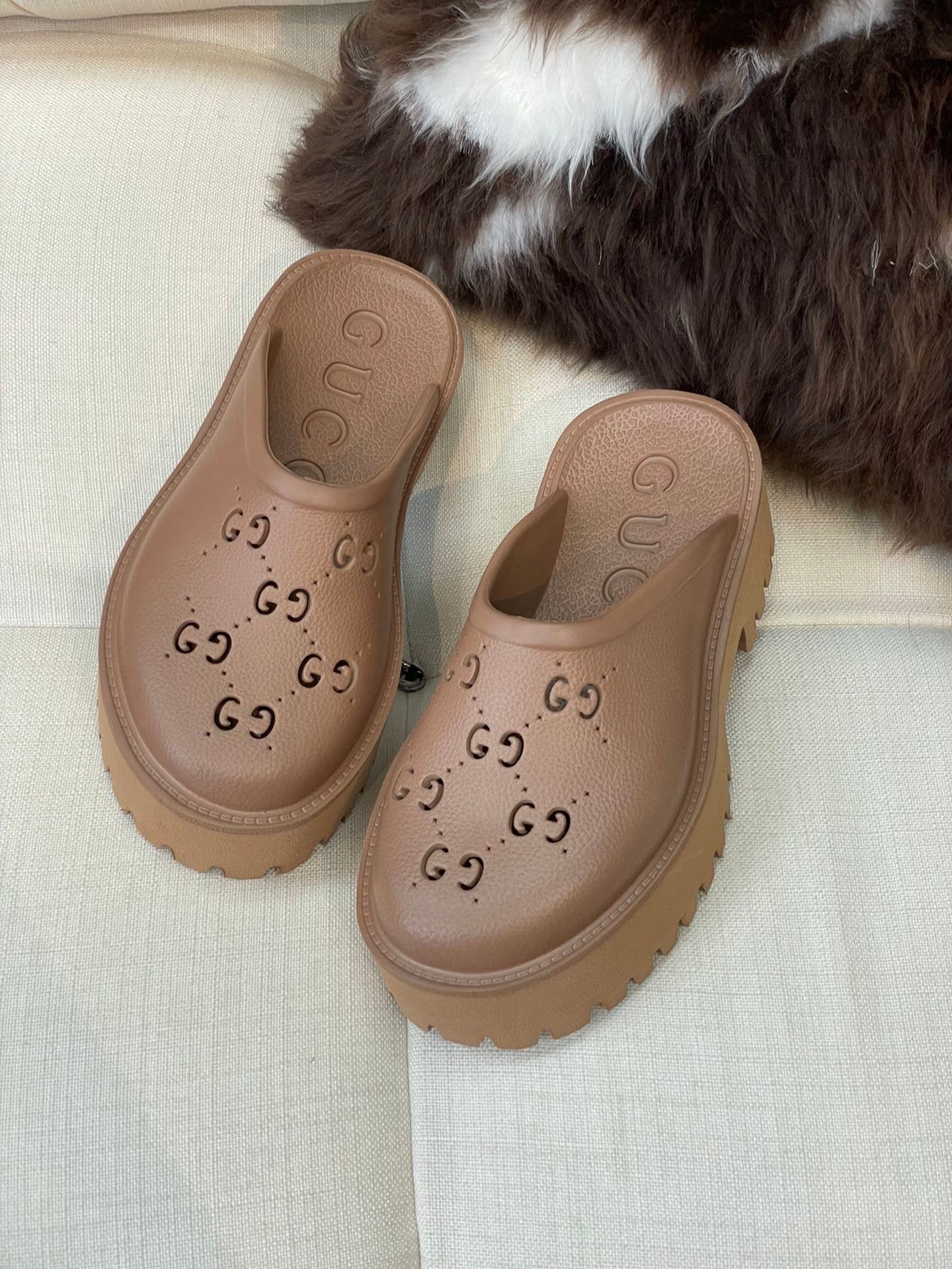 GG Perforated Platform Mules - 3 Colours - Neutral