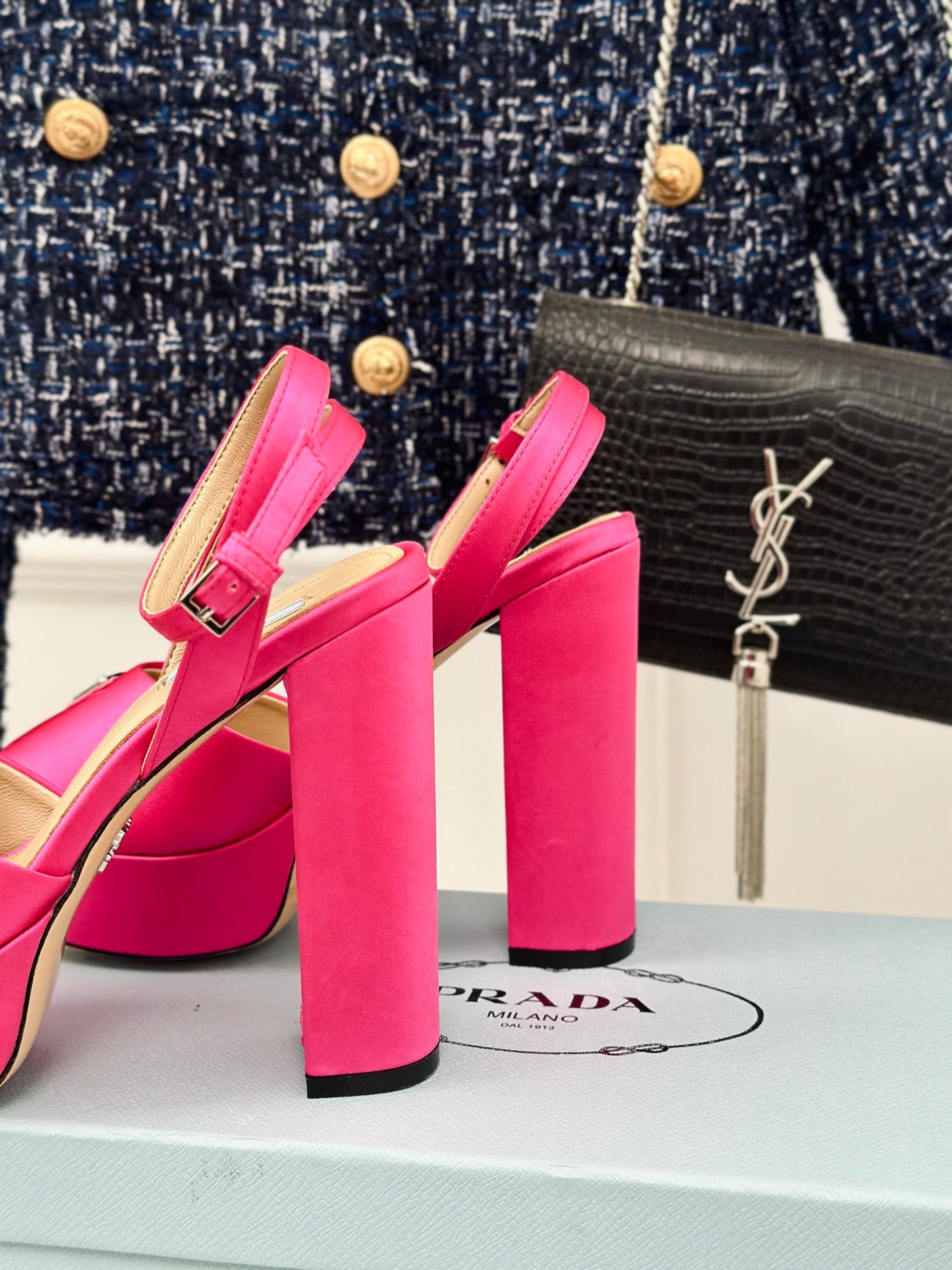 Satin Slingback Platform Heels - 3 Colours