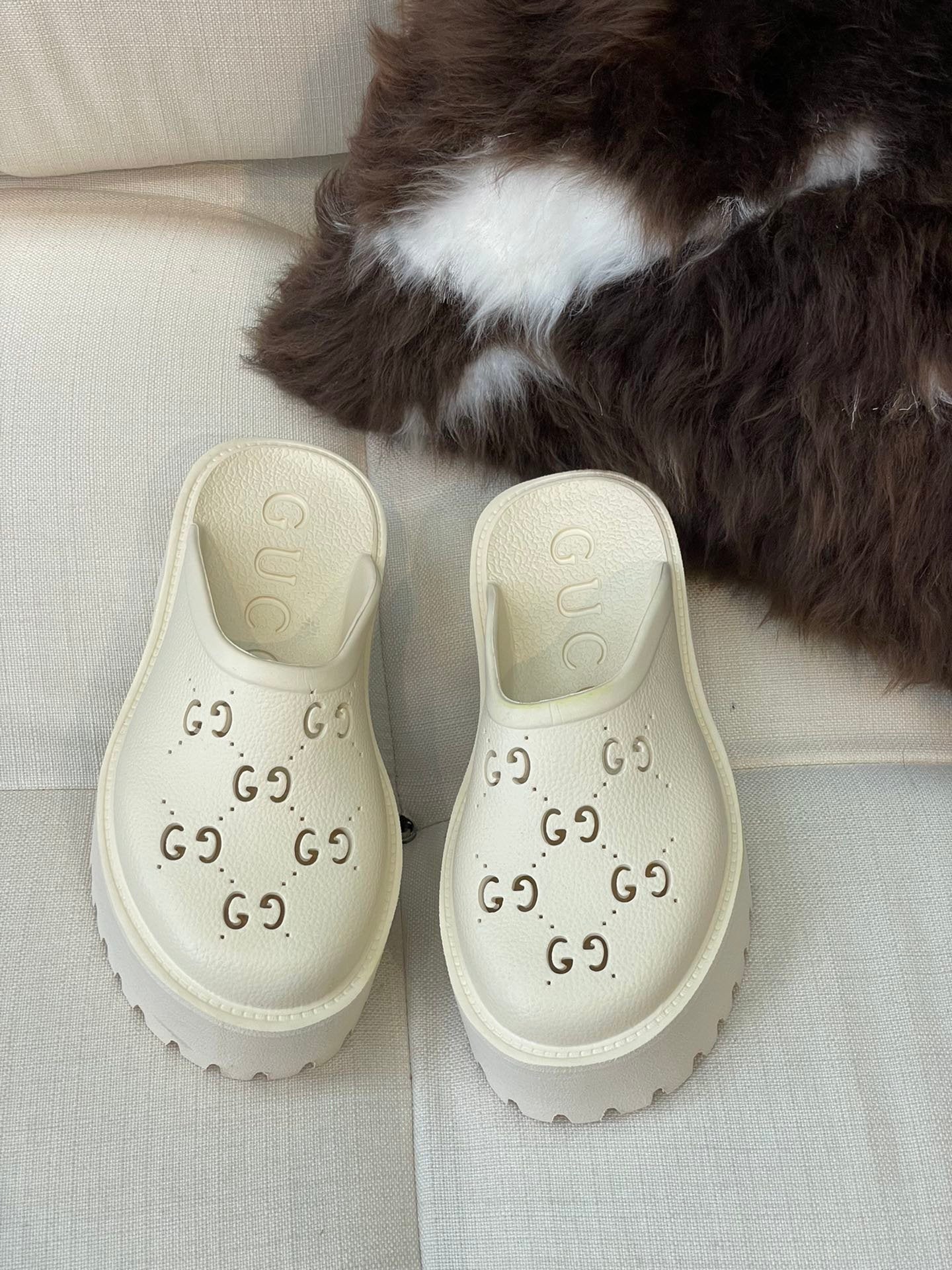 GG Perforated Platform Mules - 3 Colours - Neutral