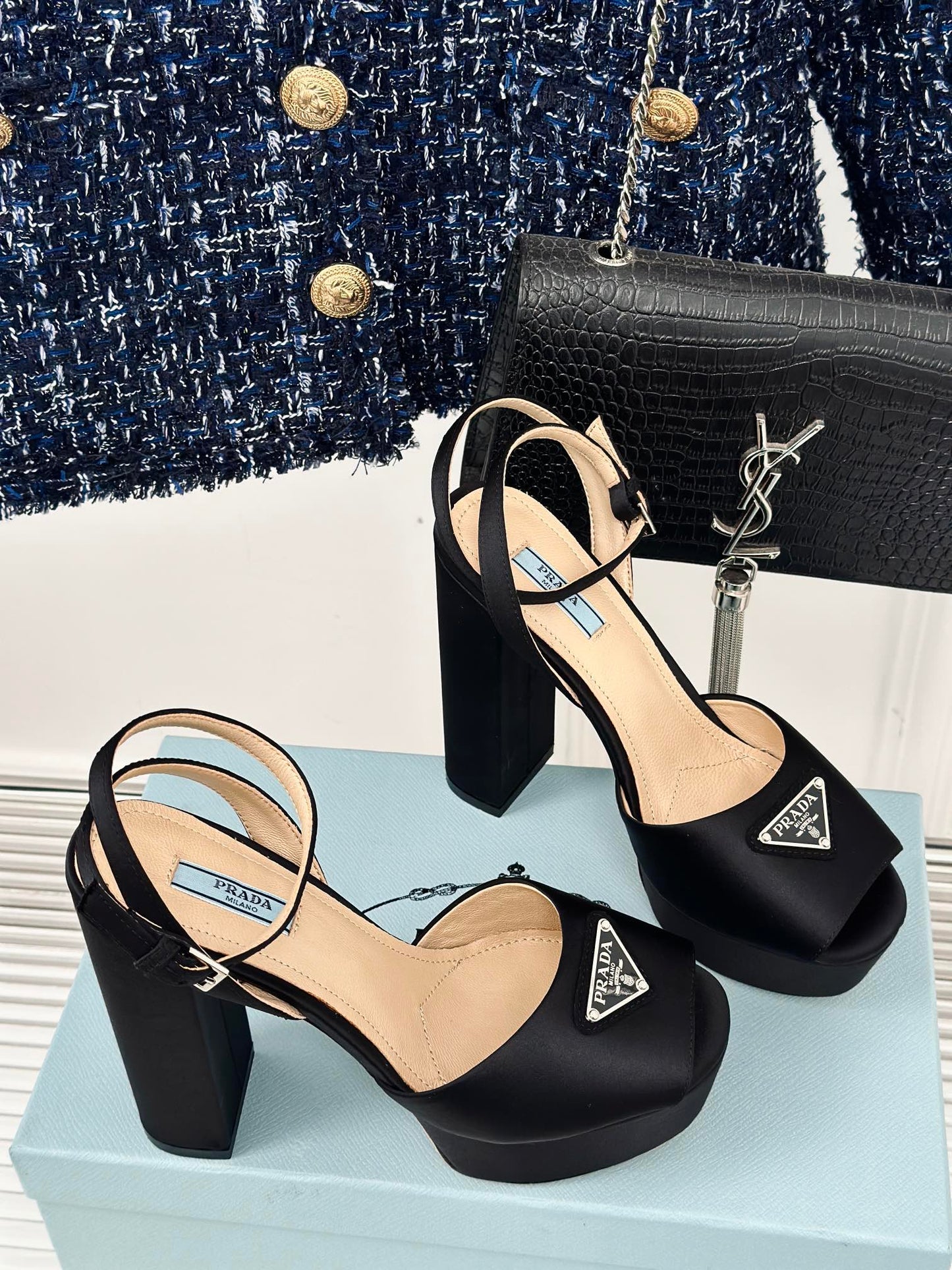 Satin Slingback Platform Heels - 3 Colours