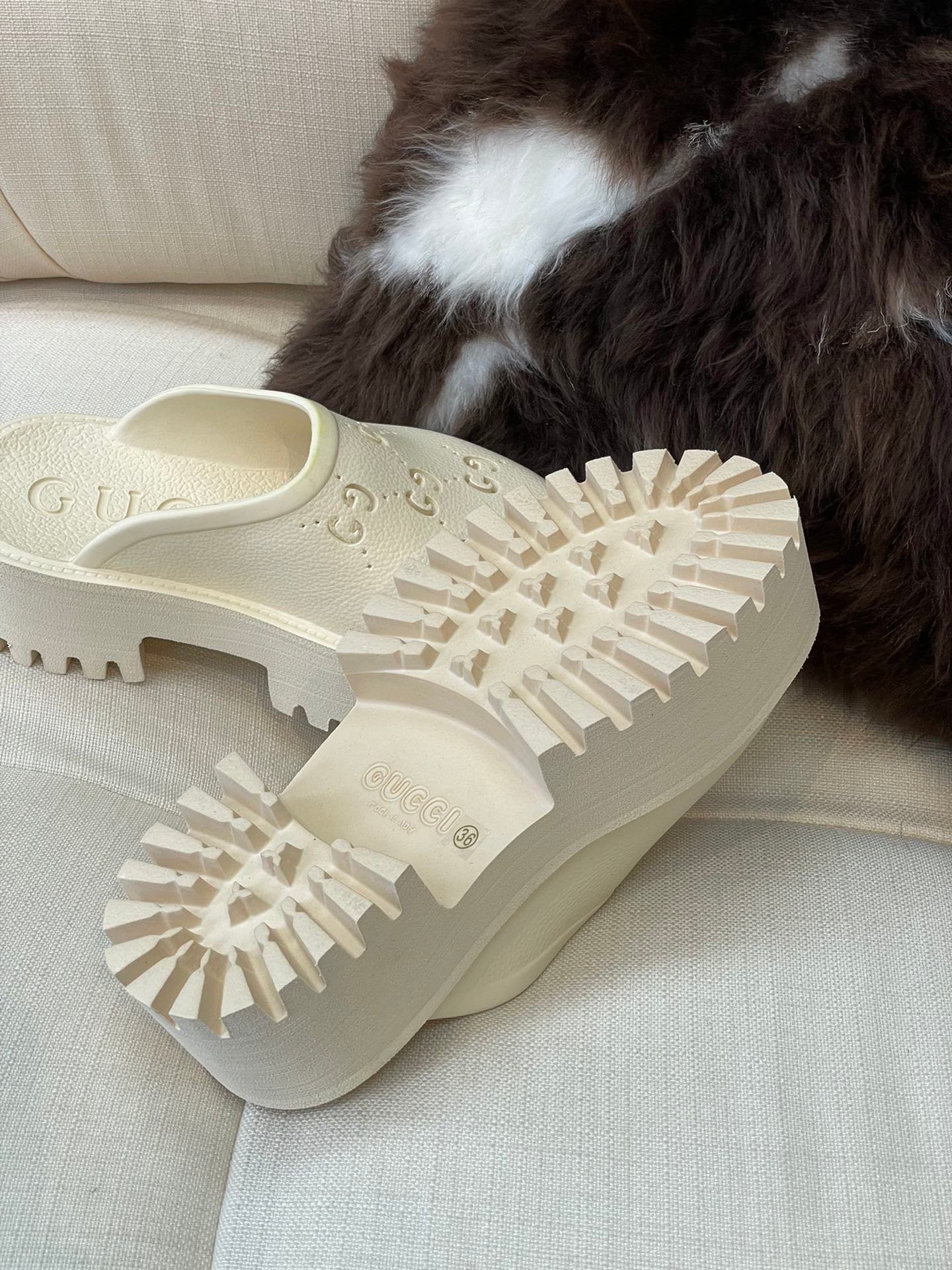 GG Perforated Platform Mules - 3 Colours - Neutral