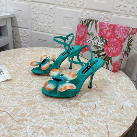 Flower Motif Heels - 4 Colours